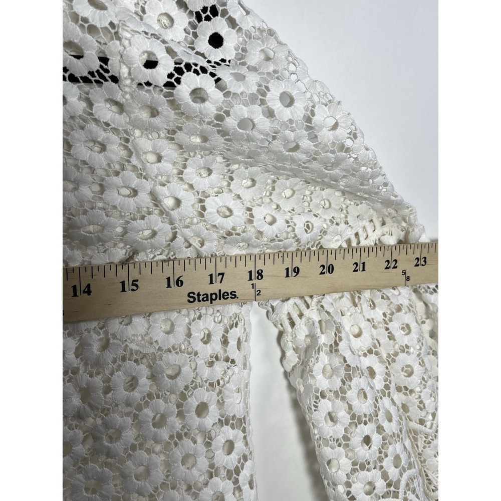 J CREW White Daisy Lace Boxy Top Blouse Bell-Sleeve Sz 2 Boho Floral Whimsy - Picture 7 of 15